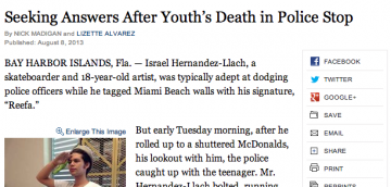 Prejudice Against Art: “Seeking Answers After Youth’s Death in Police Stop” – NYTimes.com