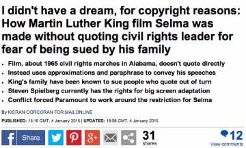 How Martin Luther King film Selma was made without quoting civil rights leader | Daily Mail Online